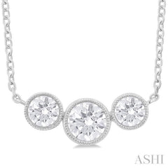 3 Stone Bezel Set Diamond Necklace