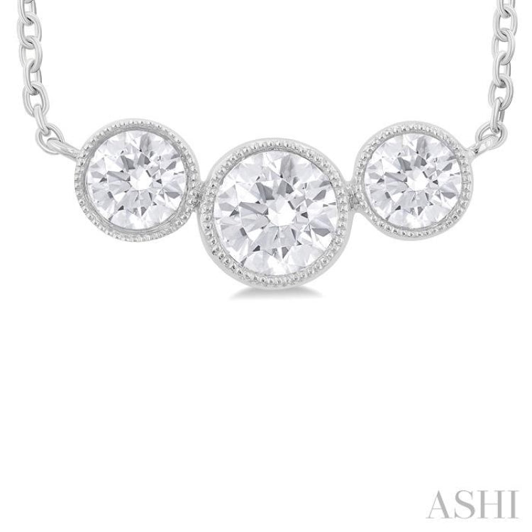 3 Stone Bezel Set Diamond Necklace