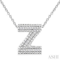 Silver Bubble 'Z' Initial Diamond Pendant