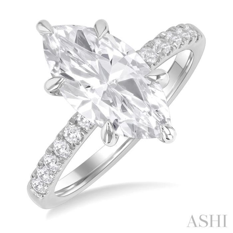 Marquise Shape Semi-Mount Diamond Engagement Ring