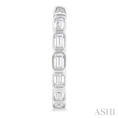 Emerald Shape Bezel Set Diamond Fashion Hoop Earrings