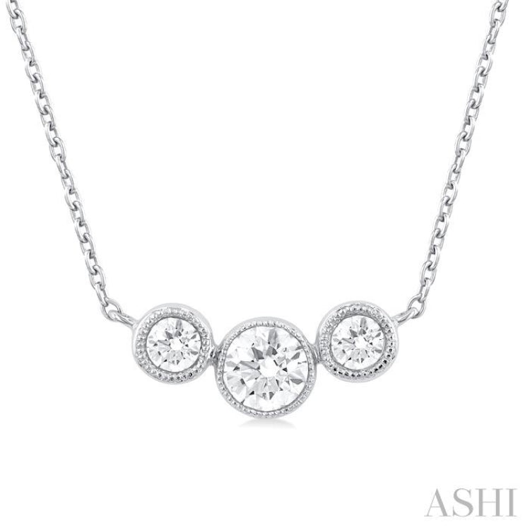 3 Stone Bezel Set Diamond Necklace