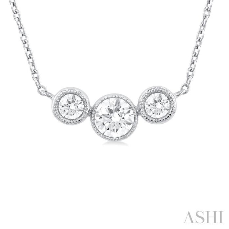 3 Stone Bezel Set Diamond Necklace