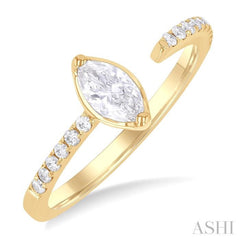 3/8 Ctw Marquise and Round Cut Diamond Fashion Open Ring in 14K Yellow Gold