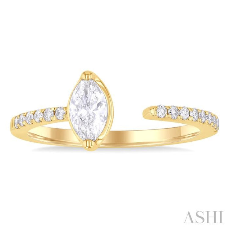 3/8 Ctw Marquise and Round Cut Diamond Fashion Open Ring in 14K Yellow Gold