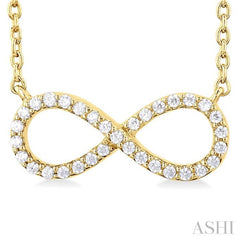 1/10 Ctw Round Cut Diamond Infinity Petite Pendant With Chain in 10K Yellow Gold