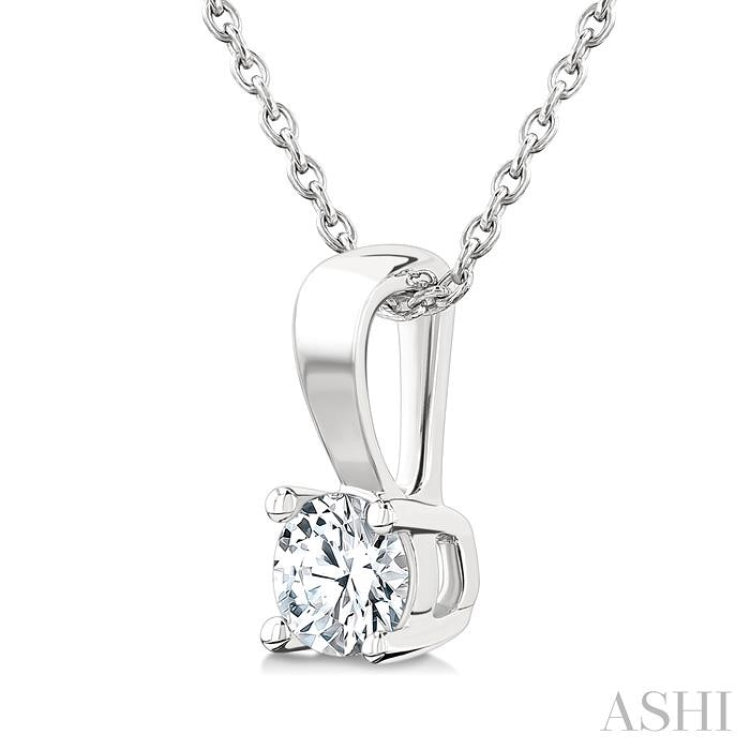 1/3 Ctw Prong Set Round Cut Diamond Solitaire Pendant With Chain in 14K White Gold