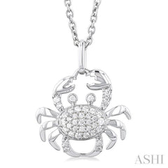 1/6 Ctw Petite Crab Round Cut Diamond Fashion Pendant With Chain in 10K White Gold