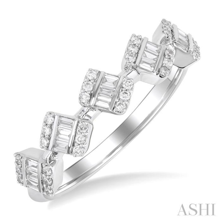 1/3 Ctw Cushion Shape 5-Mount Fusion Baguette and Round Cut Diamond Fashion Ring in 14K White Gold