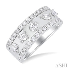 7/8 Ctw 5-Stone Mixed Shape Diamond Fashion Band in 14K White Gold