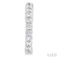 1 Ctw Inside-Out Embellished Round Cut Diamond Hoop Earrings in 14K White Gold