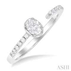 3/8 Ctw Oval and Round Cut Diamond Fashion Open Ring in 14K White Gold