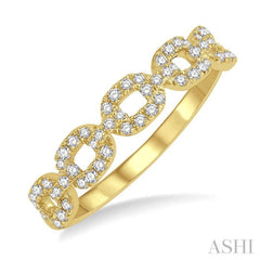 1/4 Ctw Box Chain Link Round Cut Diamond Ladies Band in 14K Yellow Gold