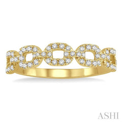 1/4 Ctw Box Chain Link Round Cut Diamond Ladies Band in 14K Yellow Gold