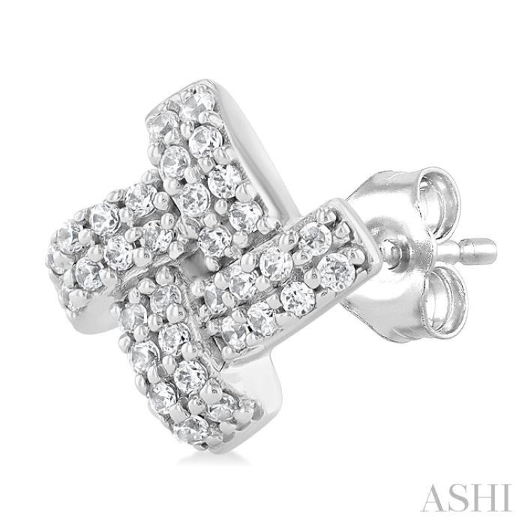 1/5 Ctw Petite Pinwheel Round Cut Diamond Fashion Stud Earring in 10K White Gold