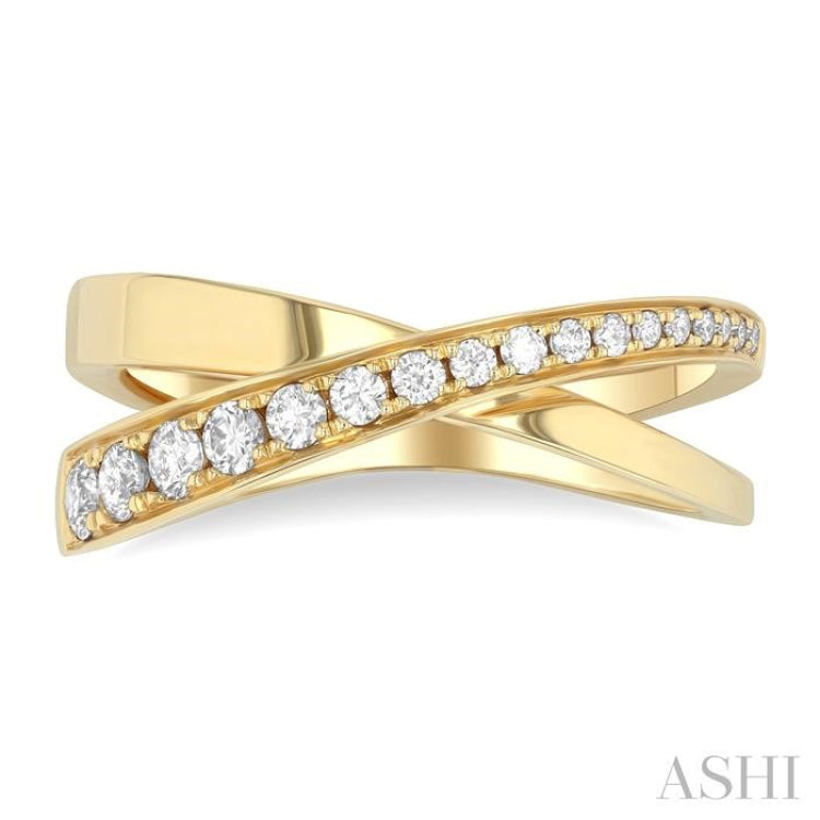 1/3 Ctw Split Criss-Cross Round Cut Diamond Fashion Ring in 14K Yellow Gold