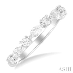 5/8 Ctw Scatter East-West Set Marquise and Round Cut Diamond Fashion Band in 14K White Gold