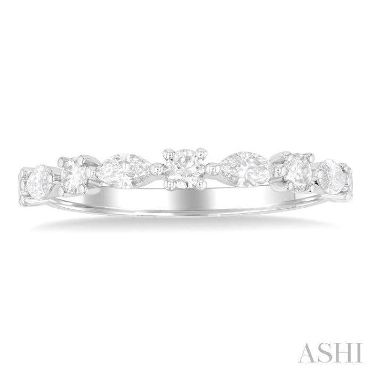 5/8 Ctw Scatter East-West Set Marquise and Round Cut Diamond Fashion Band in 14K White Gold