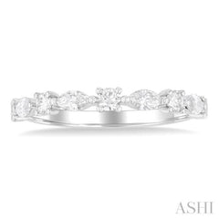 5/8 Ctw Scatter East-West Set Marquise and Round Cut Diamond Fashion Band in 14K White Gold