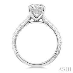 1/20 Ctw Oval Shape Round Cut Diamond Semi-Mount Engagement Ring in 14K White Gold