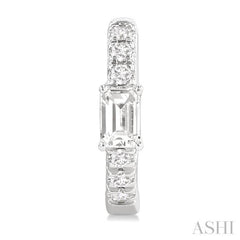 3/8 Ctw Octagon Shape and Round Cut Diamond Fashion Huggie Petite Earrings in 14K White Gold