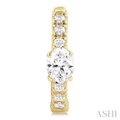 3/8 Ctw Oval Shape and Round Cut Diamond Fashion Huggie Petite Earrings in 14K Yellow Gold