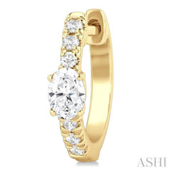 3/8 Ctw Oval Shape and Round Cut Diamond Fashion Huggie Petite Earrings in 14K Yellow Gold