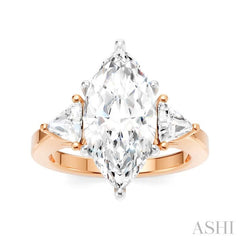 1/2 Ctw Marquise Shape Trillion and Round Cut Diamond Semi-Mount Engagement Ring in 14K Rose and White Gold