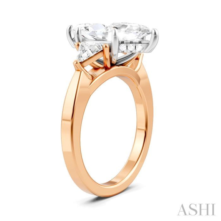 1/2 Ctw Marquise Shape Trillion and Round Cut Diamond Semi-Mount Engagement Ring in 14K Rose and White Gold