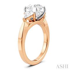 1/2 Ctw Circular Shape Trillion and Round Cut Diamond Semi-Mount Engagement Ring in 14K Rose and White Gold