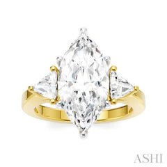 1/2 Ctw Marquise Shape Trillion and Round Cut Diamond Semi-Mount Engagement Ring in 14K Yellow and White Gold