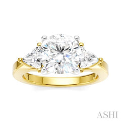 1/2 Ctw Circular Shape Trillion and Round Cut Diamond Semi-Mount Engagement Ring in 14K Yellow and White Gold