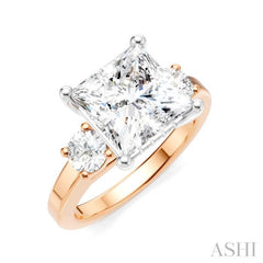 1/2 Ctw Tri-Mount Princess Shape Round Cut Diamond Semi-Mount Engagement Ring in 14K Rose and White Gold