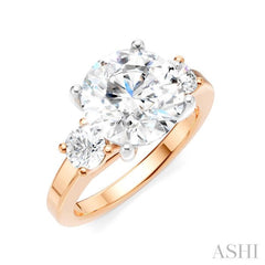 1/2 Ctw Tri-Mount Past, Present and Future Round Cut Diamond Semi-Mount Engagement Ring in 14K Rose and White Gold