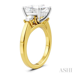 1/2 Ctw Tri-Mount Princess Shape Round Cut Diamond Semi-Mount Engagement Ring in 14K Yellow and White Gold