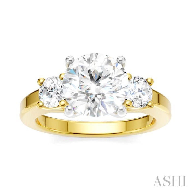 1/2 Ctw Tri-Mount Past, Present and Future Round Cut Diamond Semi-Mount Engagement Ring in 14K Yellow and White Gold