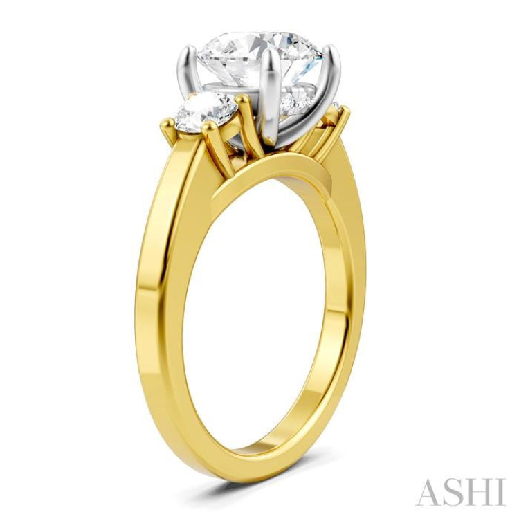 1/2 Ctw Tri-Mount Past, Present and Future Round Cut Diamond Semi-Mount Engagement Ring in 14K Yellow and White Gold