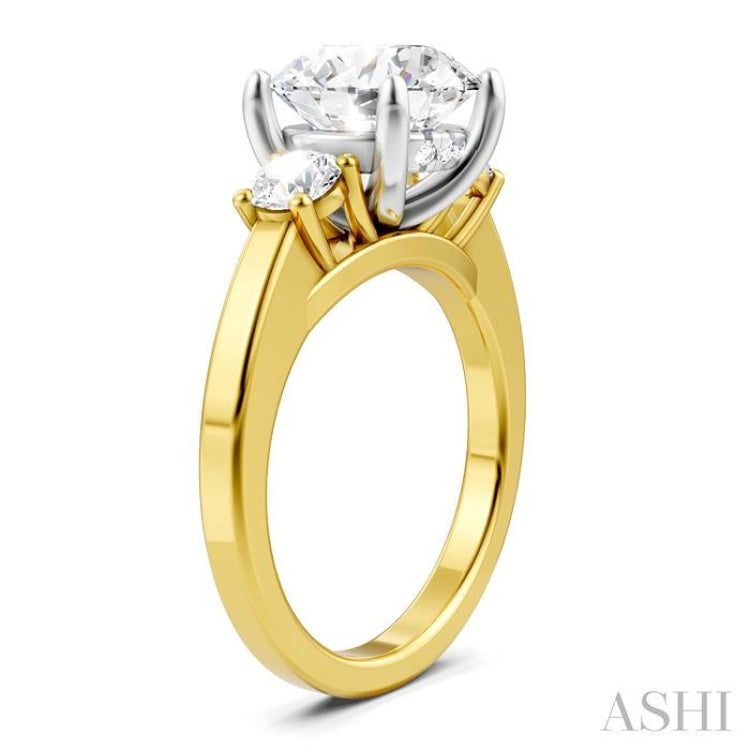1/2 Ctw Tri-Mount Past, Present and Future Round Cut Diamond Semi-Mount Engagement Ring in 14K Yellow and White Gold