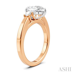 1/4 Ctw Tri-Mount Pear Shape Round Cut Diamond Semi-Mount Engagement Ring in 14K Rose and White Gold