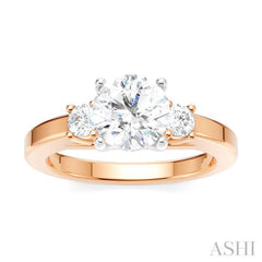 1/4 Ctw Tri-Mount Past, Present and Future Round Cut Diamond Semi-Mount Engagement Ring in 14K Rose and White Gold