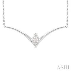 1/4 Ctw Chevron Bezel Marquise Cut Diamond Necklace in 14K White Gold