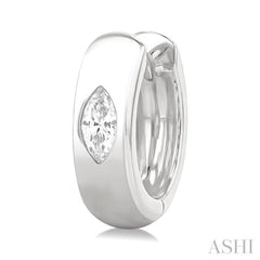 1/4 Ctw Bezel Set Marquise Cut Diamond Fashion Huggie Earrings in 14K White Gold