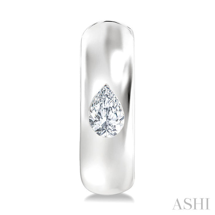 1/4 Ctw Bezel Set Pear Cut Diamond Fashion Huggie Earrings in 14K White Gold