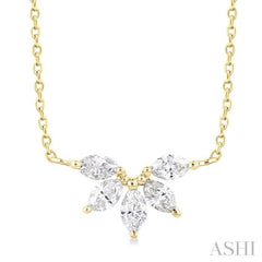 1/3 Ctw Semi-Circle Chevron Marquise Cut Diamond Fashion Necklace in 14K Yellow Gold