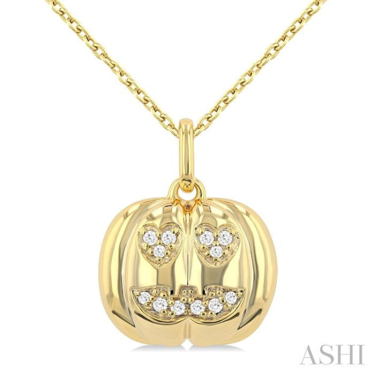 1/20 Ctw Petite Pumpkin Single Cut Diamond Fashion Pendant With Chain in 10K Yellow Gold