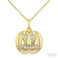 1/20 Ctw Petite Pumpkin Single Cut Diamond Fashion Pendant With Chain in 10K Yellow Gold