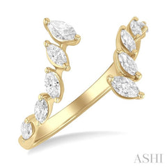 1/2 Ctw Marquise Cut Diamond Bypass Fashion Open Ring in 14K Yellow Gold