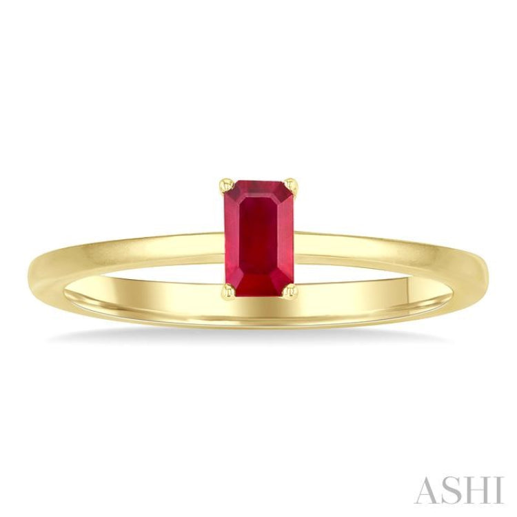 5x3 MM Octagon Shape Ruby Precious Solitaire Ring in 14K Yellow Gold