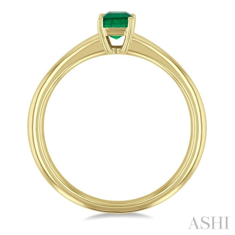 6x4 MM Octagon Shape Emerald Precious Solitaire Ring in 14K Yellow Gold