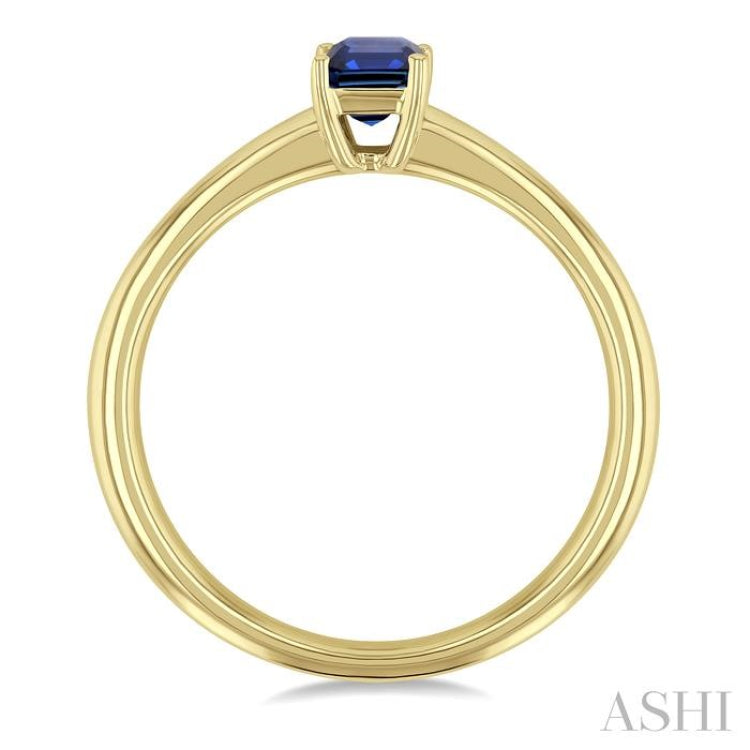 6x4 MM Octagon Shape Sapphire Precious Solitaire Ring in 14K Yellow Gold